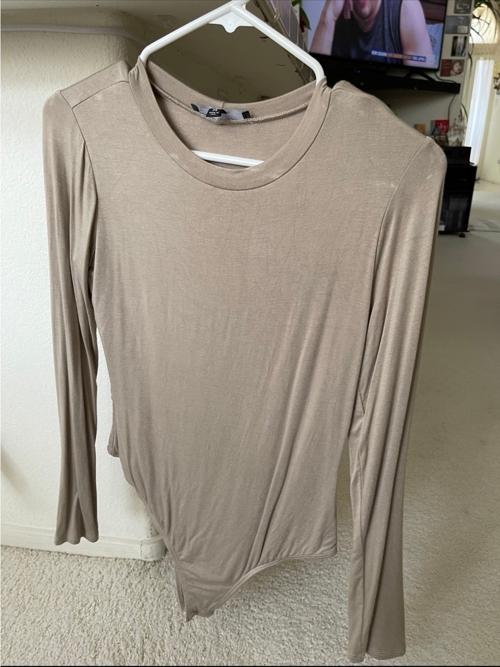 Women’s Long Sleeve Bodysuit in Taupe